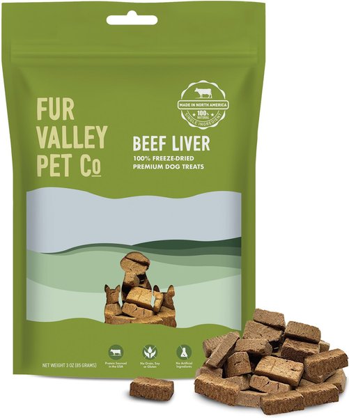 Fur Valley Beef Liver Grain-Free Freeze-Dried Dog Treats， 3-oz bag