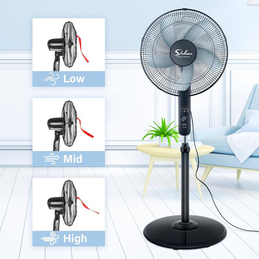 Siavonce Adjustable 3 Speed Pedestal Stand Fan with Remote Control for Indoor Living Room Home Office amp College Dorm Use DB-ZX-D0102H7J2PP