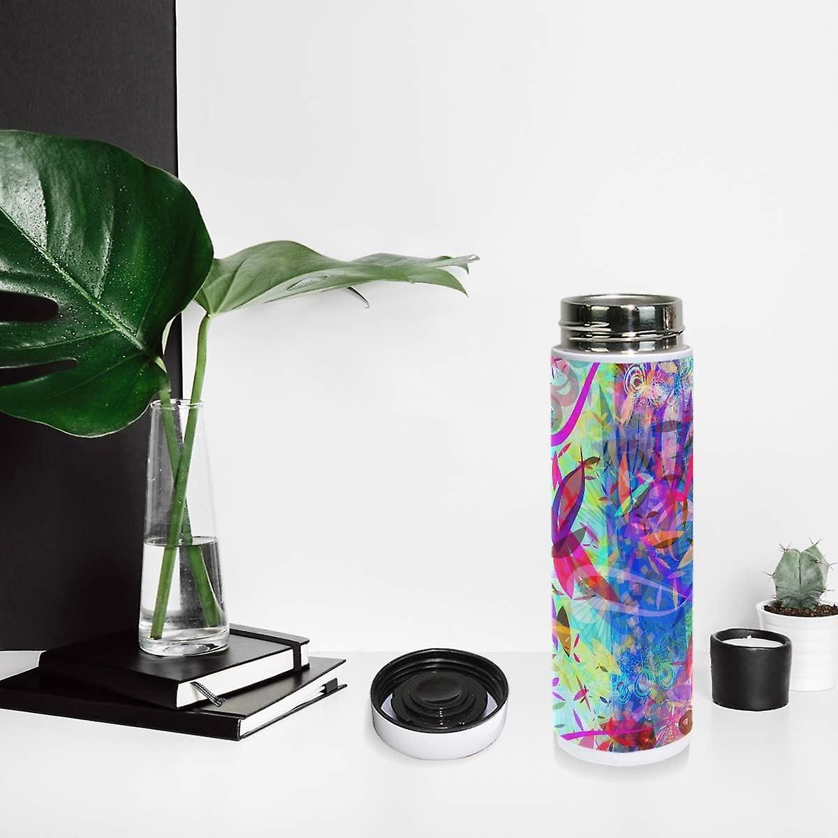 Vacuum Insulated Stainless Water Bottle Floral Background Thermos Tumblers Portable Hyrdoflask Travel Mug