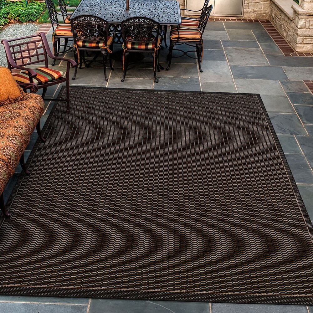 Dream Decor Rugs Pergola Basketweave Black Brown Outdoor Area Rug