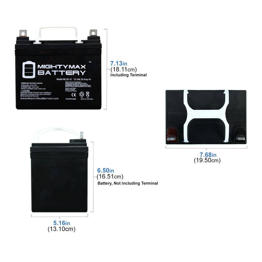 MIGHTY MAX BATTERY 12V 35Ah SLA Replacement Battery compatible with Interstate DCM0035 Wheelchair - 2 Pack MAX3553836