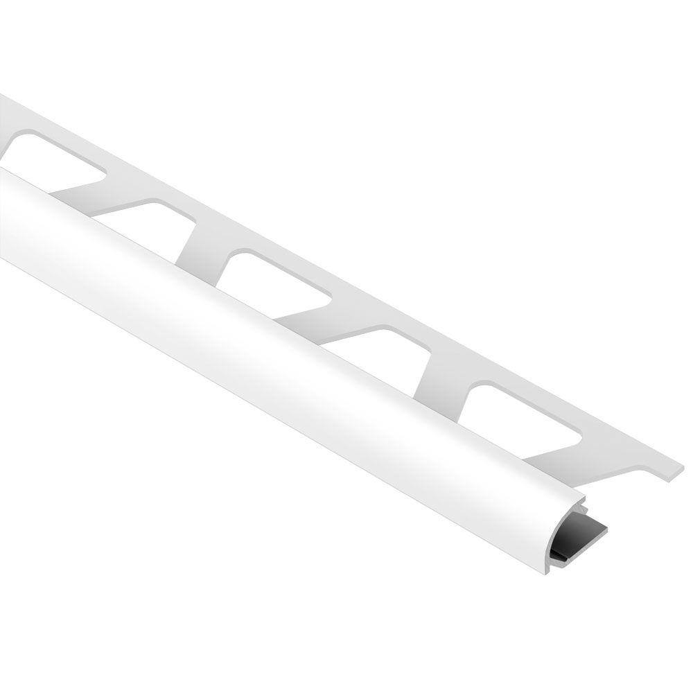 Schluter Systems Rondec Bright White Aluminum 38 in. x 8 ft. 2-12 in. Metal Bullnose Tile Edging Trim RO100BW