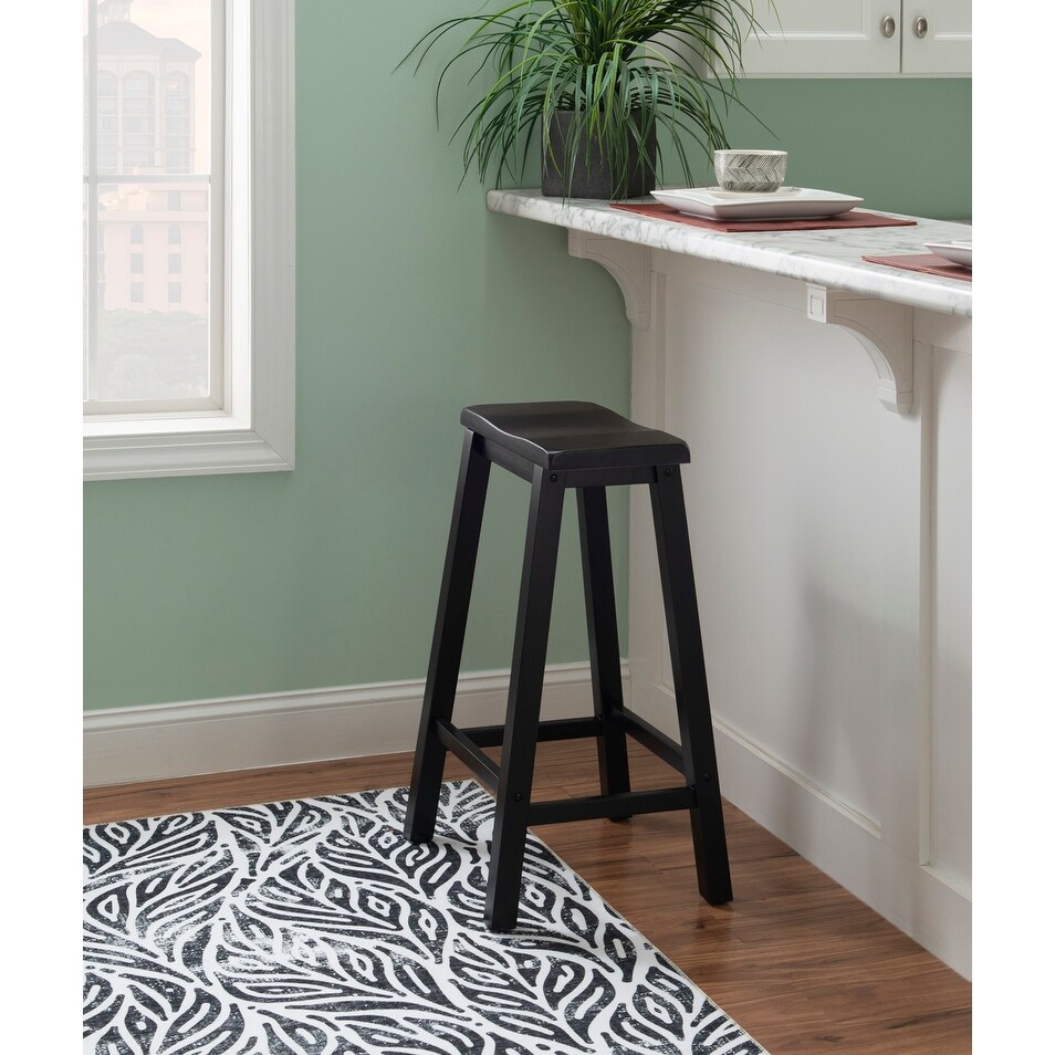 Laurell Backless Rustic Farmhouse Saddle Bar Stool