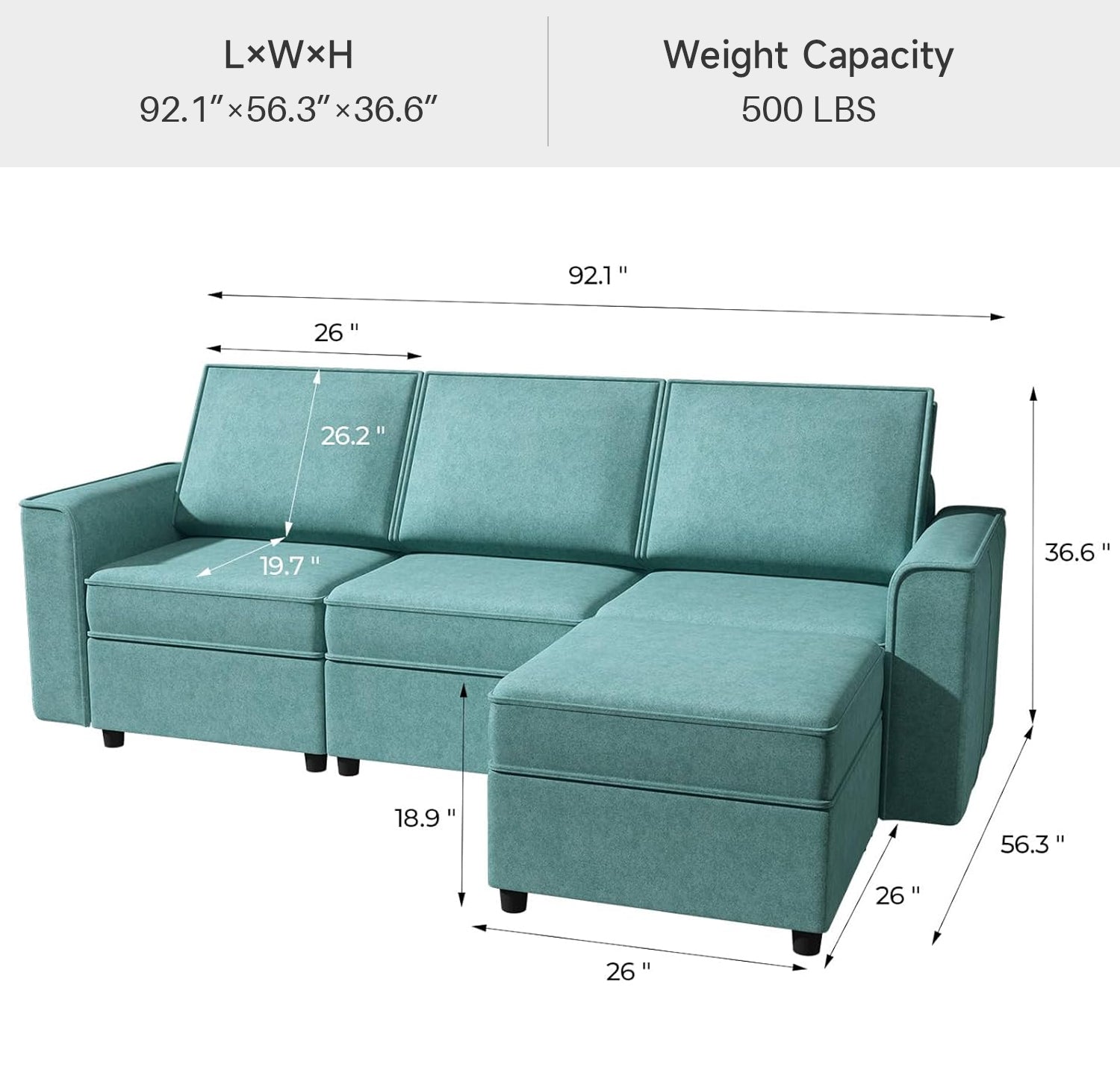 Velvet Convertible Sectional Sofa 4 Seat Sofa Couch L Shaped with Storage, Chaise