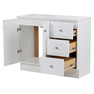 Glacier Bay Bannister 42.50 in. W x 18.75 in. D x 35.14 in. H Bath Vanity in White with White Top BA42P2-WH