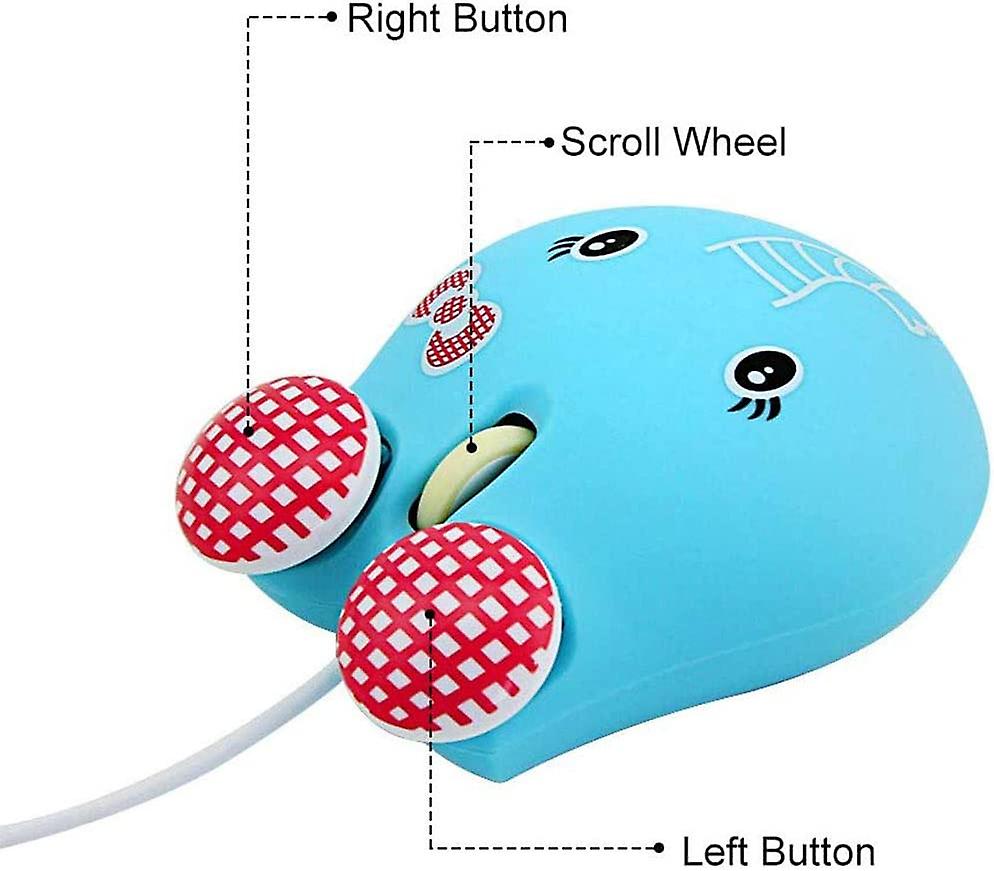 Super Cute Elephant Shape Wired Mouse Cartoon Mini Mouse Novelty Portable Computer Mouse Unique Small Desktop Mouse Laptop Pc Mouse For Kids (light Bl