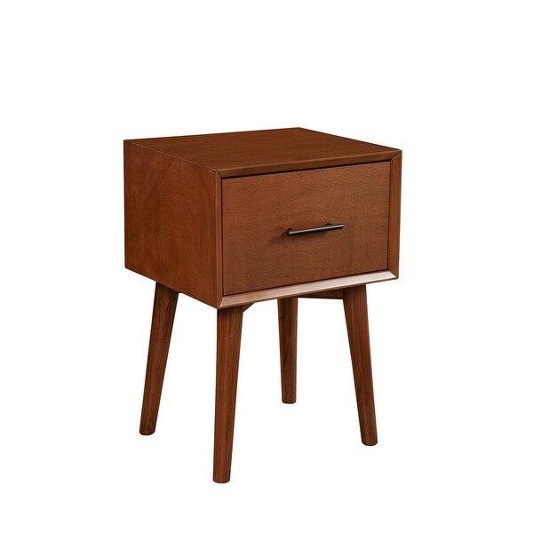 End Table with 1 Drawer and Angled Legs， Brown