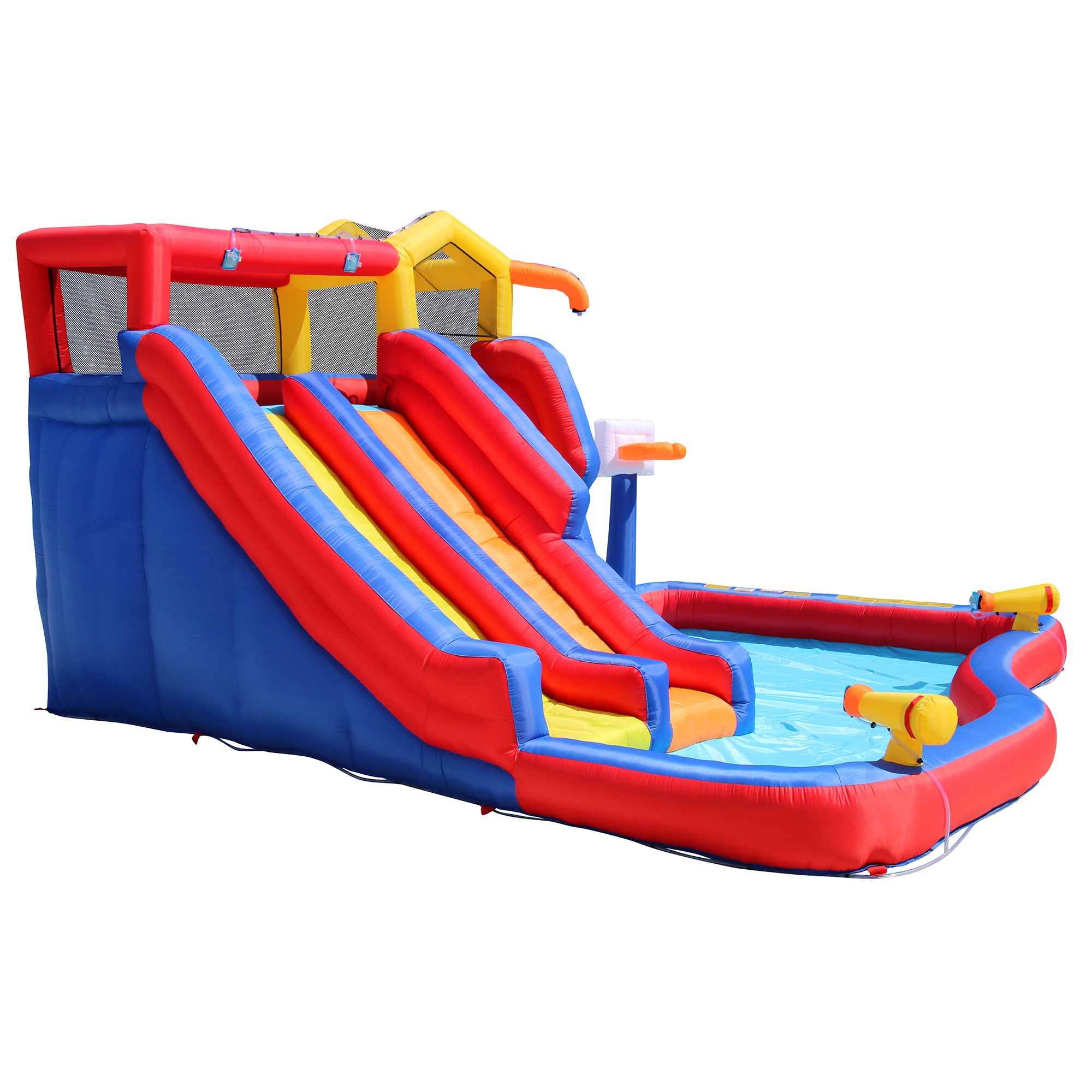 Banzai Twin Falls Kids Giant Outdoor Inflatable Dual Water Slide Splash Park Toy