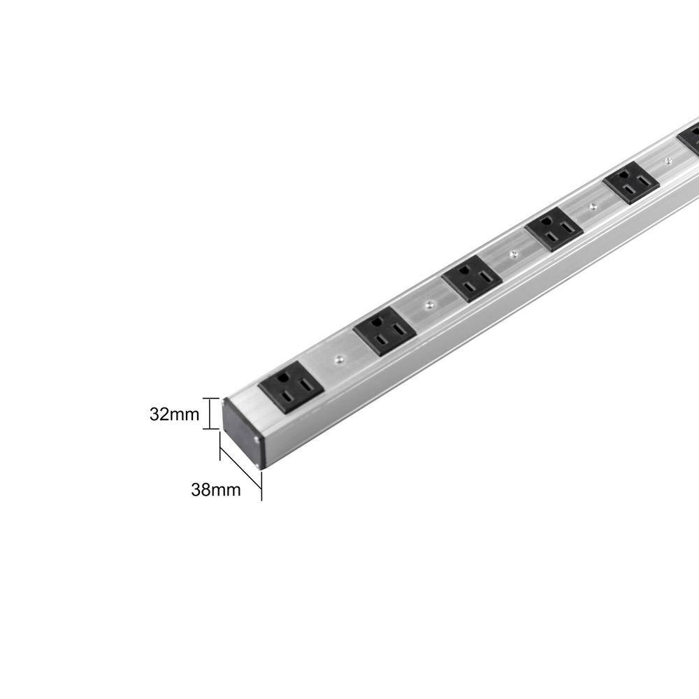 ProHT 3 ft. 8-Outlet Aluminum Power Strip with Power Cord 03197 22