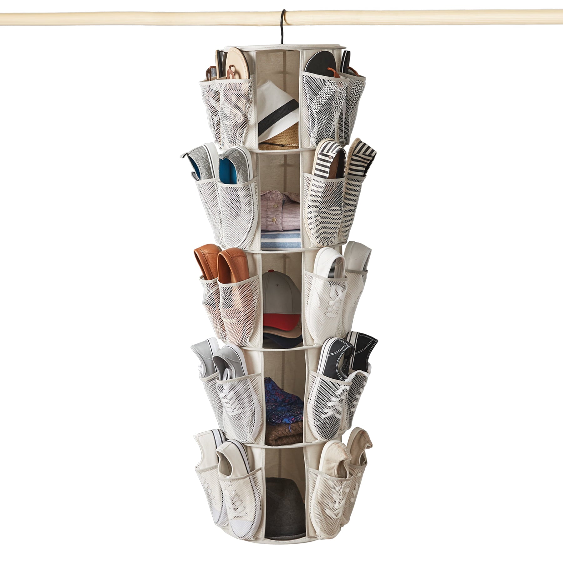 Mainstays 5-Tier/40-Pocket Canvas Carousel Organizer - Closet Storage-Hanging Storage