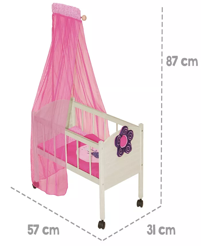 Roba-Kids Doll Canopy Bed Happy Fee with Blanket and Pillow Childrens Pretend Play