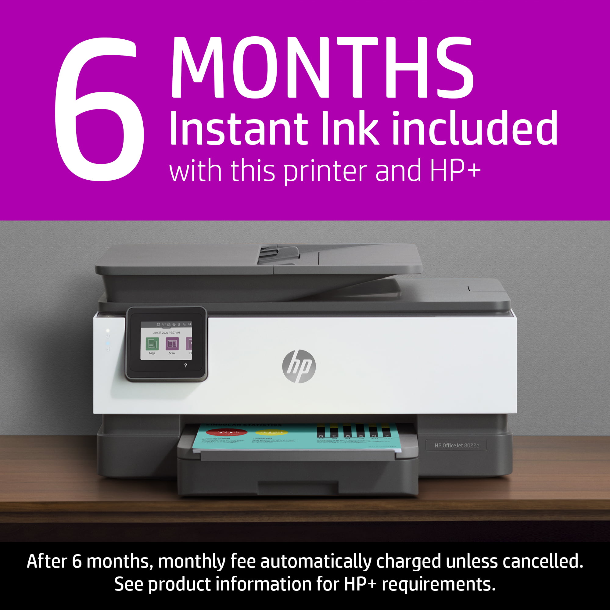 HP OfficeJet 8022e All-in-One Wireless Color Inkjet Printer - 6 Months Free Instant Ink with HP+