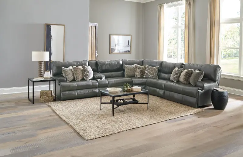 Como Gray 6 Piece Reclining Sectional