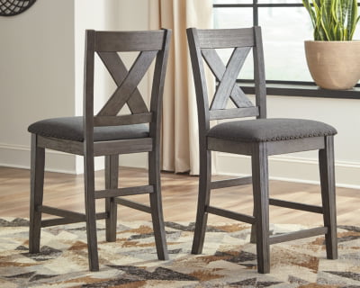 Signature Design by Ashley 24.5 Caitbrook Rustic Counter Height Upholstered Barstool， 2 Count， Gray