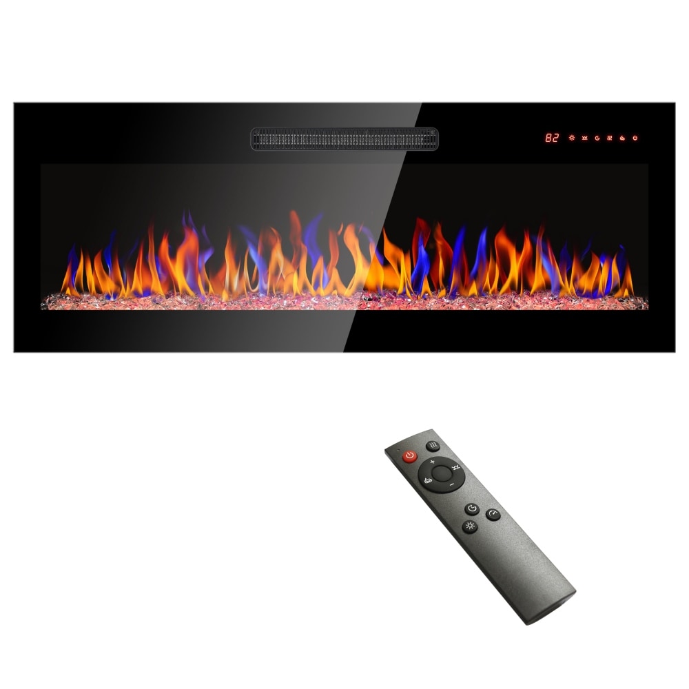 36 60in. Black Recessed Wall Mounted Electric Fireplace by Real Flame