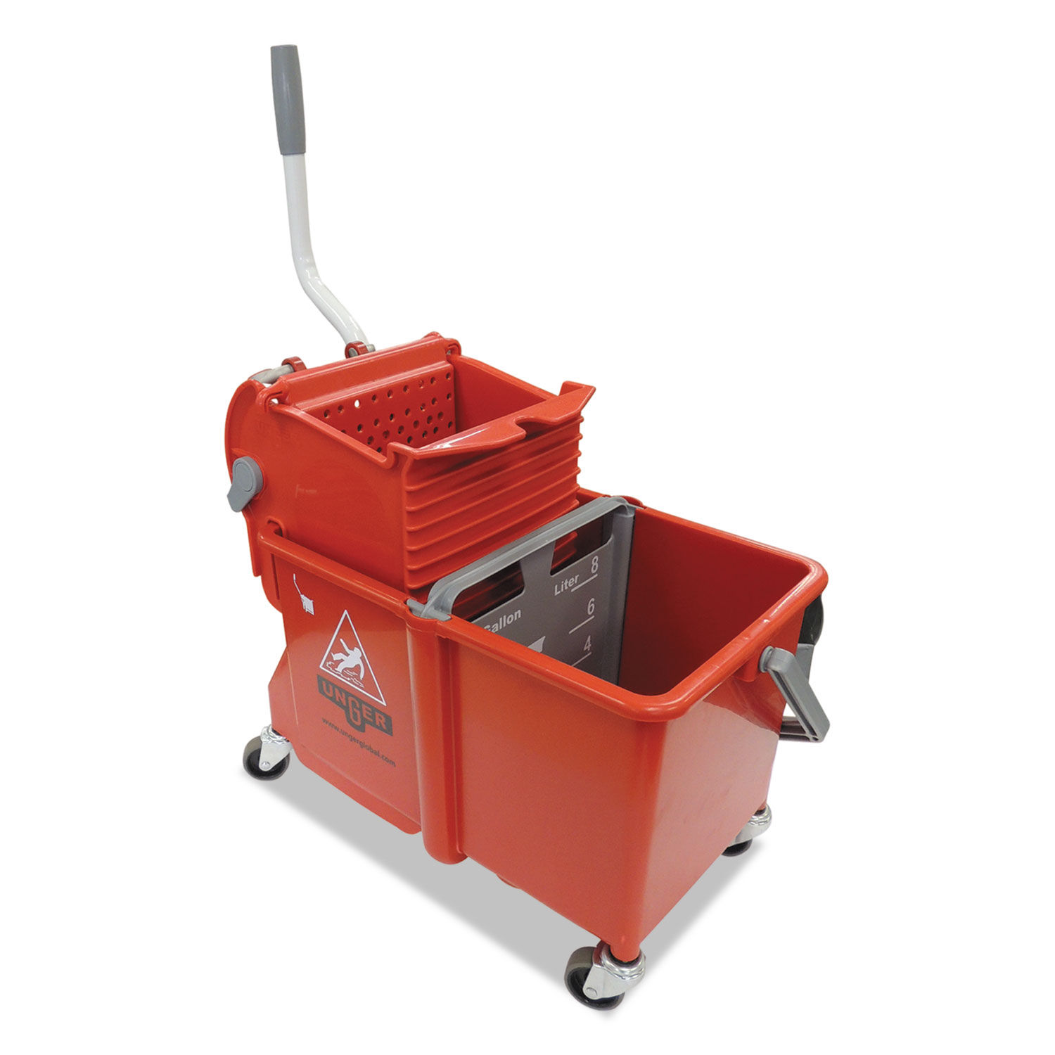 Side-Press Restroom Mop Dual Bucket Combo by Ungerandreg; UNGCOMSR