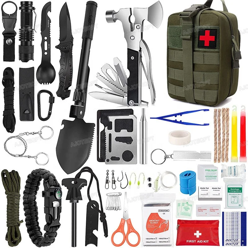 AJOTEQPT Professional First Aid Kit Survival Tool Kit Tactical Emergency Survival Gear For Camping Car Truck