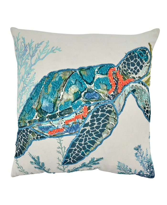 Saro Lifestyle Sea Turtle Decorative Pillow， 20 x 20