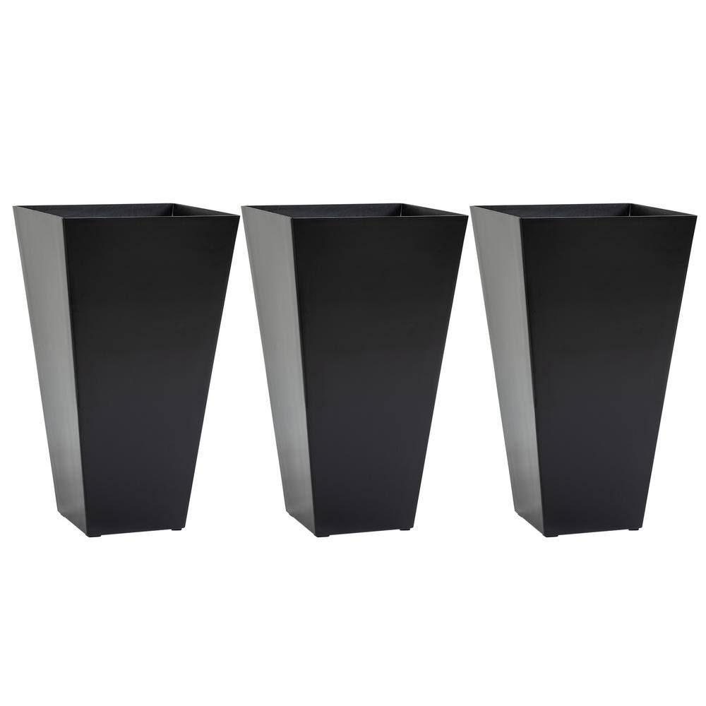 Outsunny Black Plastic Tall Plastic Planters Outdoor and Indoor Plastic Garden Flower Pots (3-Pack) 845-718BK