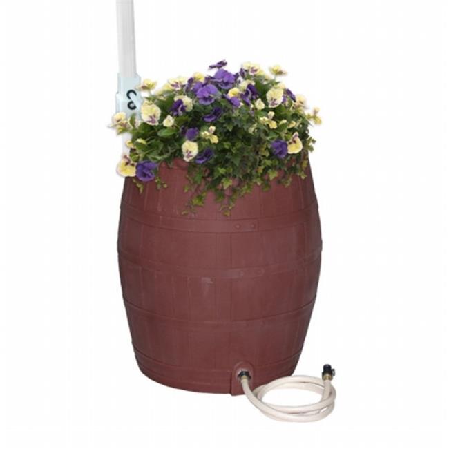 Whiskey Barrel Flat-Sided Rainwater Urn - Brown