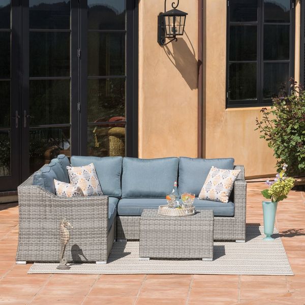 Corvus Martinka 6pc. Outdoor Grey Wicker Sectional Set