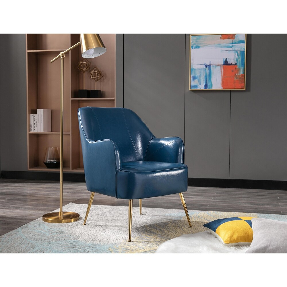 Porthos Home Dayo Accent Chair  PU Leather Upholstery  Gold Legs