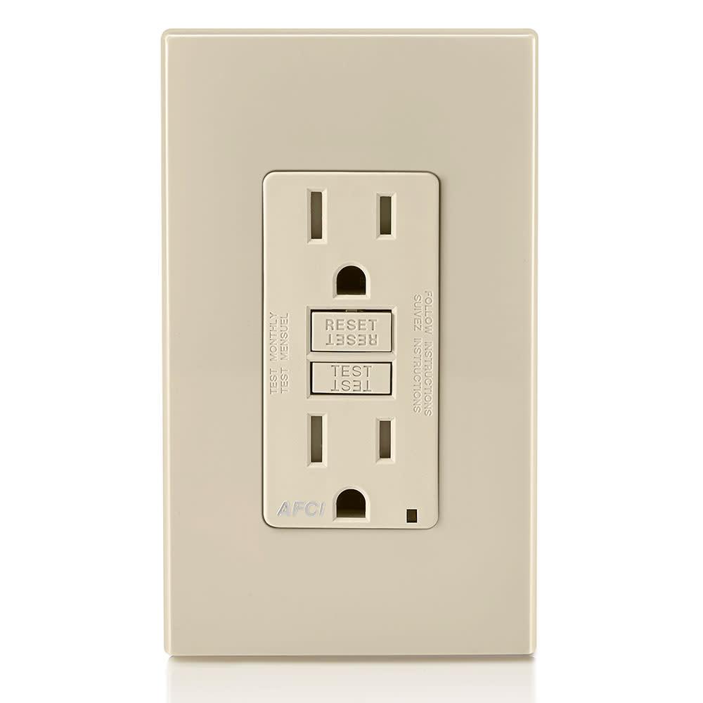 Leviton SmartlockPro AFCI Outlet 15A 120V Light Almond NEMA 5-15R ;