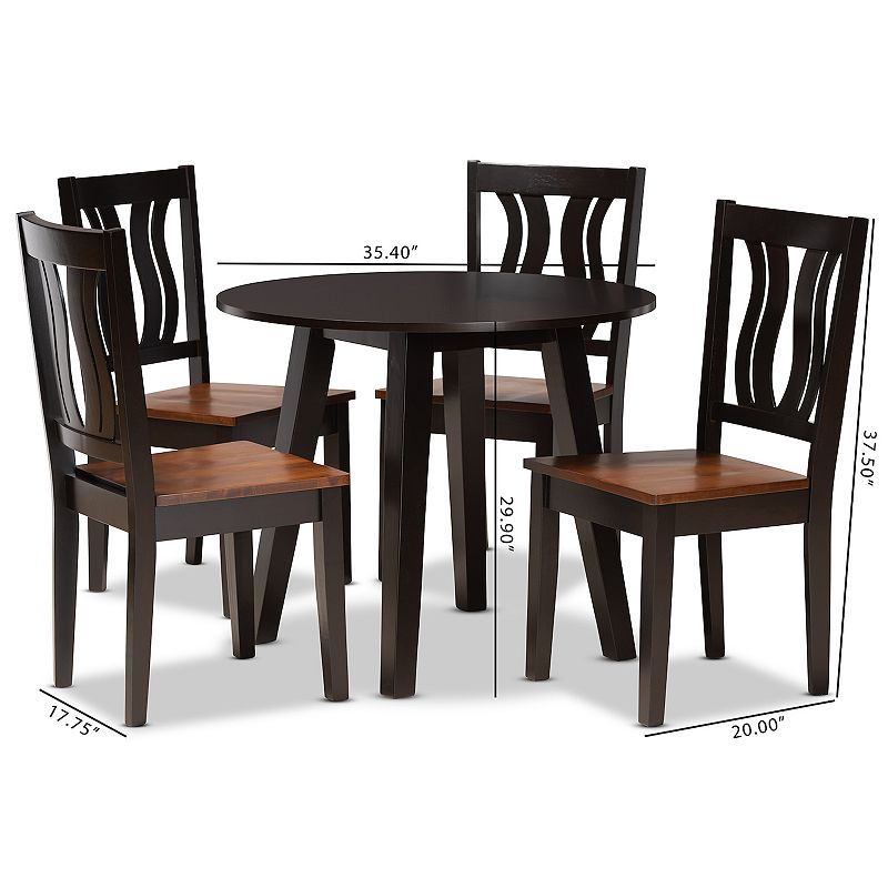 Baxton Studio Anesa Dining Table and Chair 5-piece Set