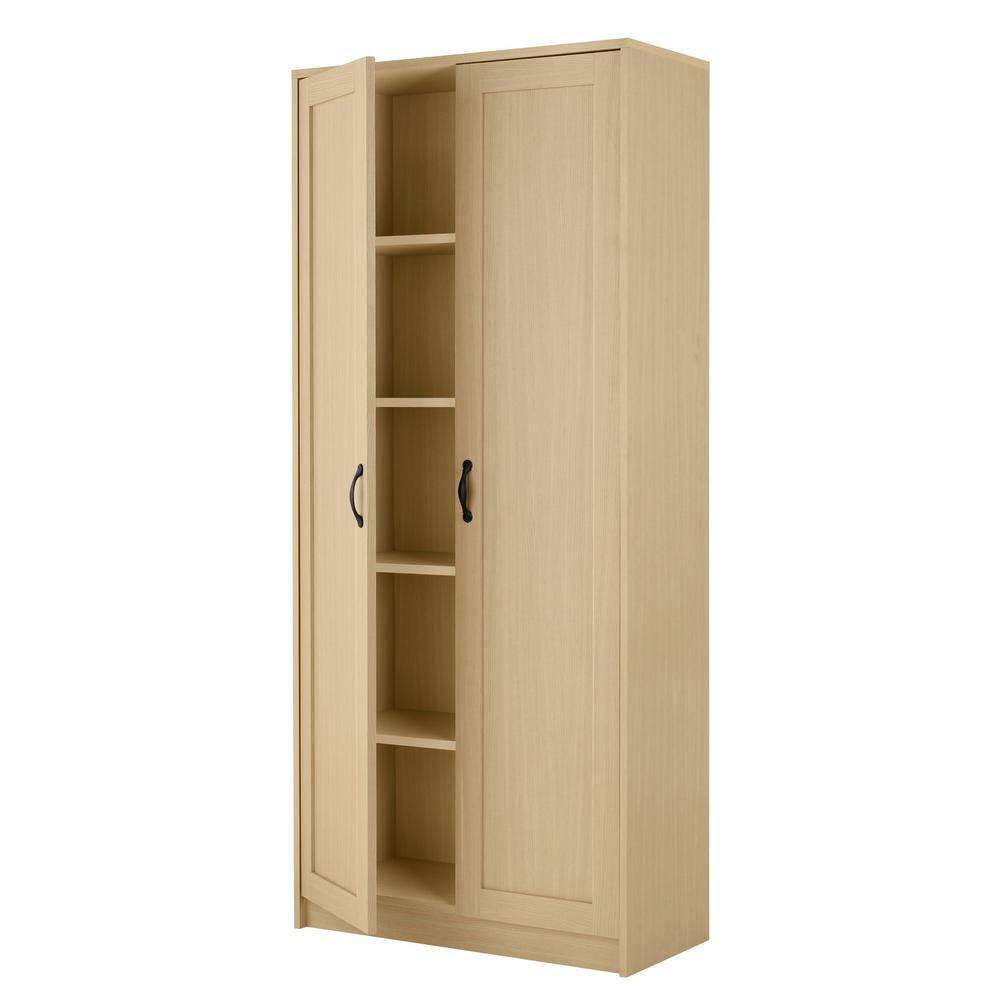 StyleWell Light Oak Brown Storage Cabinet with Panel Doors (71