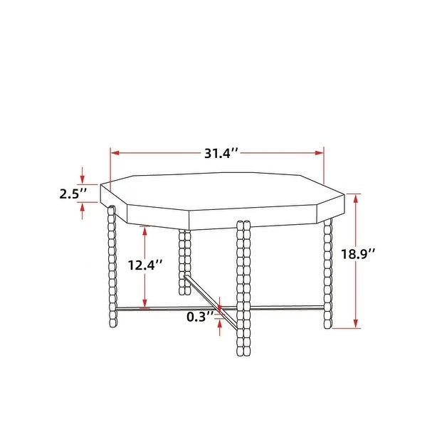 Natural Wood Octagon Coffee Table for Living Room