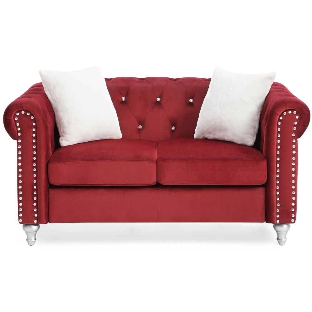 Raisa Microsuede Velvet Tufted Loveseat