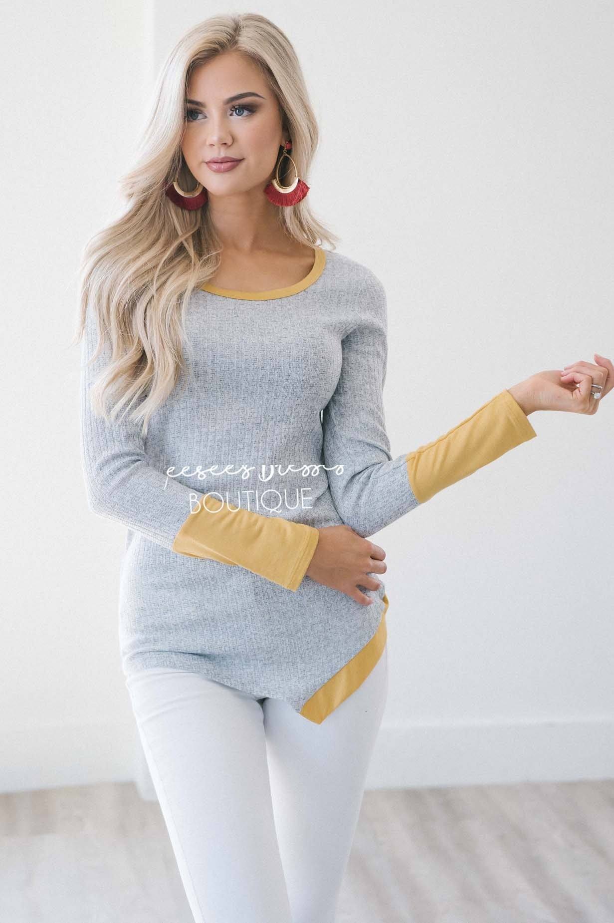 Mustard Trim Thermal Top