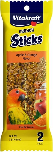 Vitakraft Crunch Sticks Apple and Orange Conure Bird Treat Toy