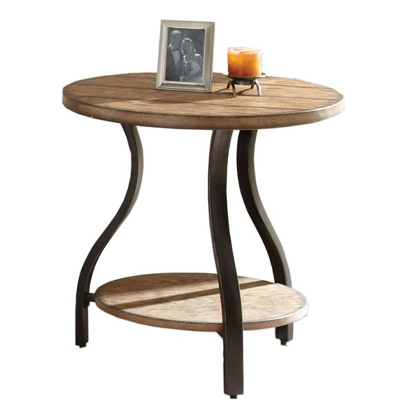 The Gray Barn Buffalo Horn Wood and Metal End Table