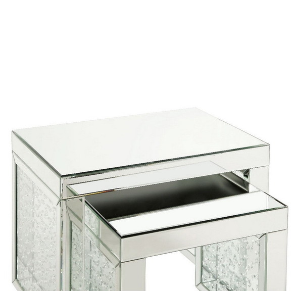 Benjara BM250303 Accent Table with Mirrored Top an...