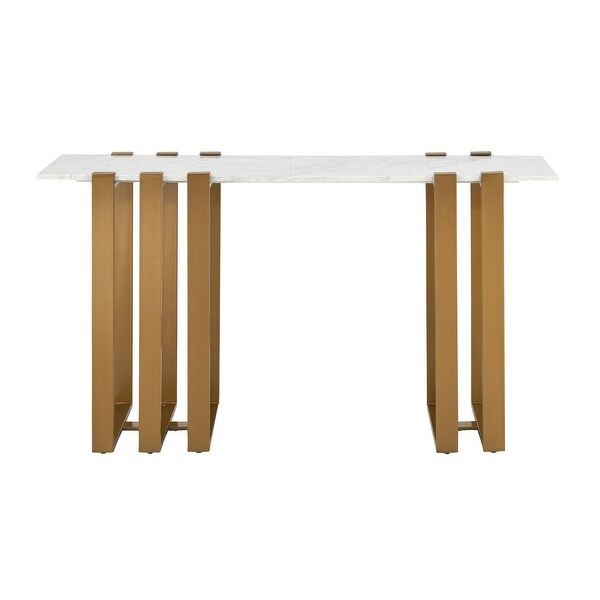 Cleo Contemporary Style Console Table with Marble Top and Gold Finished Legs