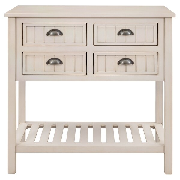 Merax Console Table with 4 Storage Drawers and Slatted Shelf