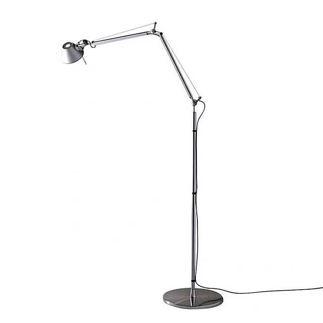 Floor Lamp Standing Lamp Adjustable Architect Swing Arm Standing Reading Lamp With Metal Base Modern Design Study Lamp With Switch For Living Room Bedroom Piano Room(Silver)