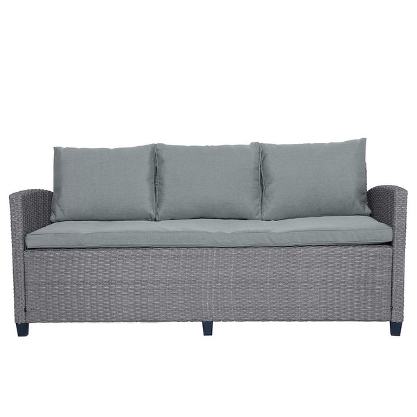 6 Pcs Patio Sofa Chair Set with Table and Cushions，Grey