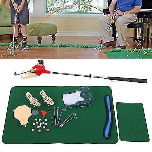 Indoor Mini Golfing Game Kit Golfs Toy Set W/green Pad Putter Ball Chairs Gifts