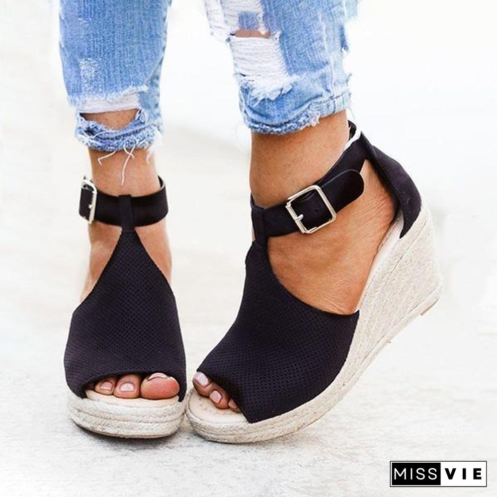 Women Summer Fish Mouth Wedge Sandals