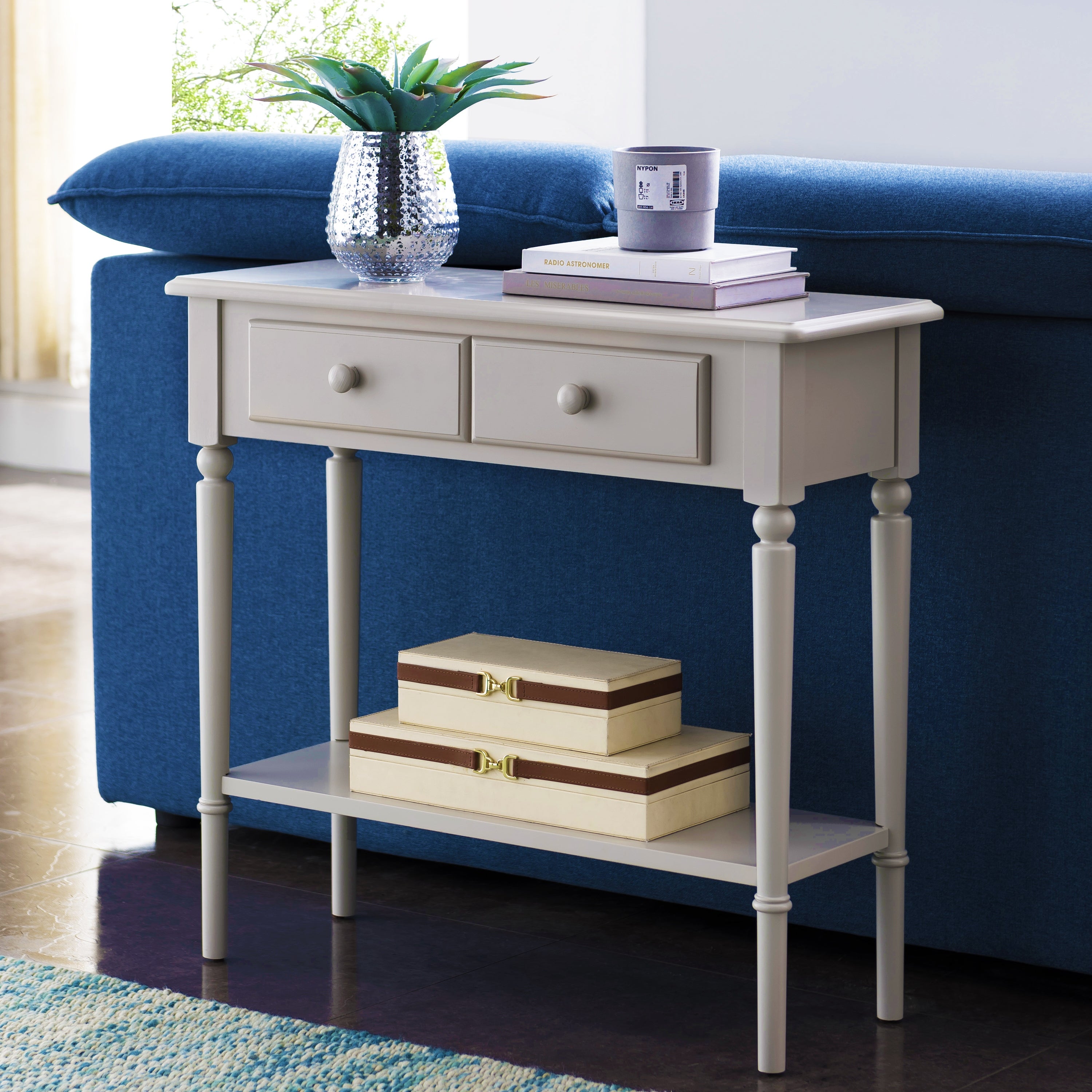 Coastal Narrow 1-drawer Sofa Console Table with Lower Shelf