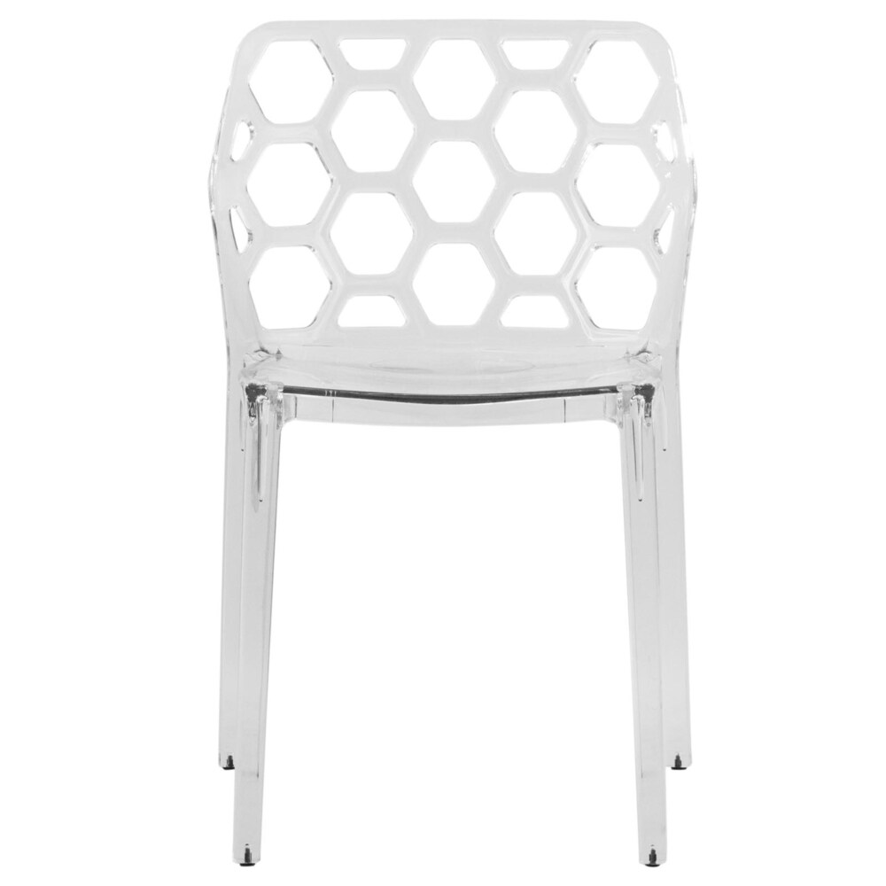 Dynamic Honeycomb Plastic Stackable Dining Side Chair Set of 2 by LeisureMod