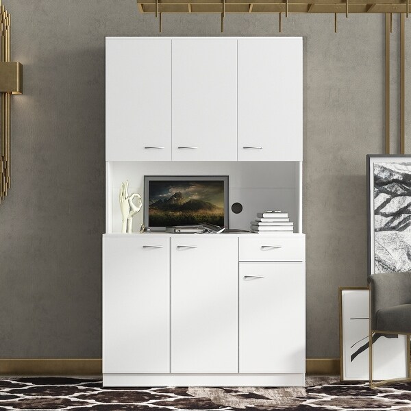 Wardrobe with 6-Doors， 1-Open Shelves and 1-Drawer - - 37065678