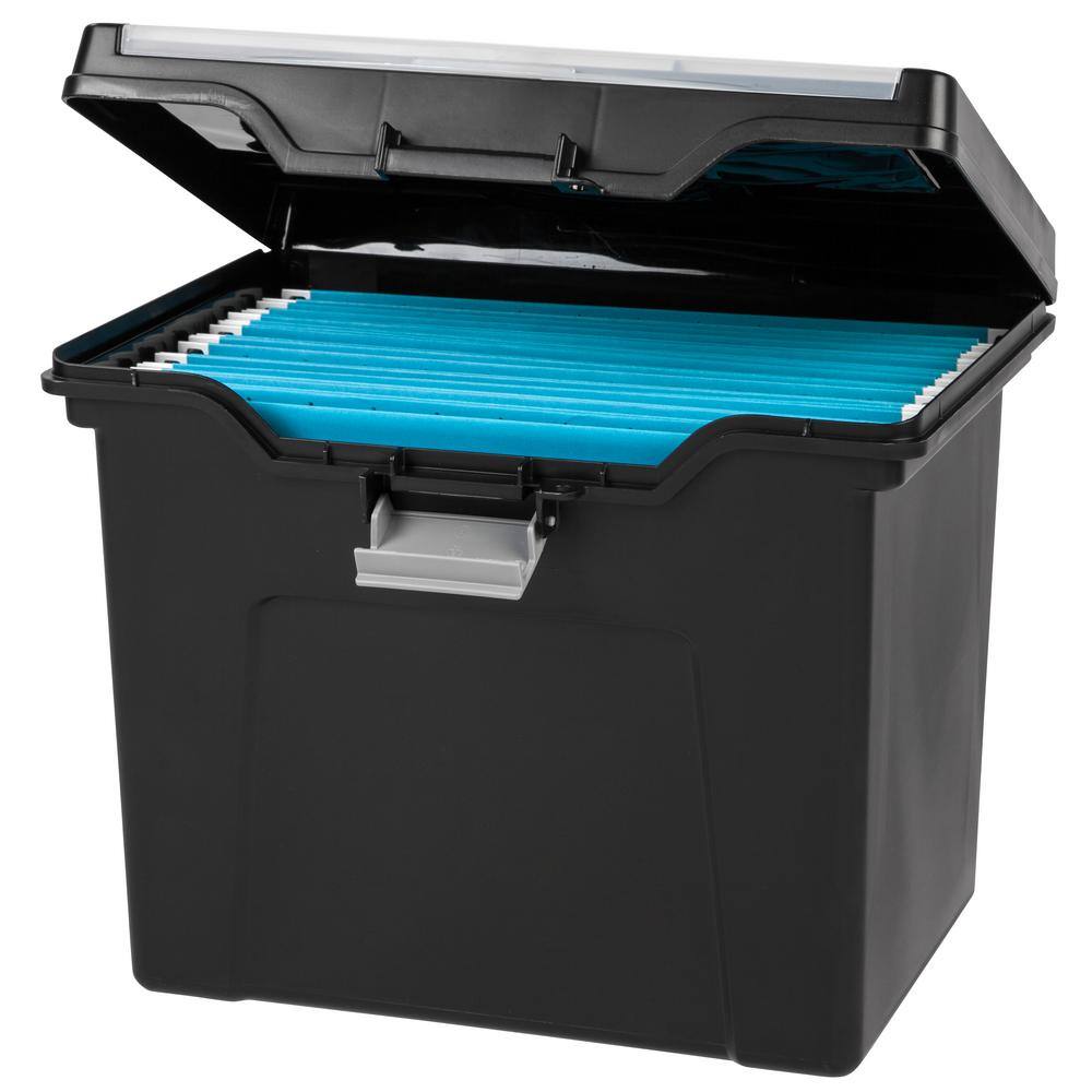 IRIS 24 Qt. Portable Letter Size File Storage Box in Black 110977