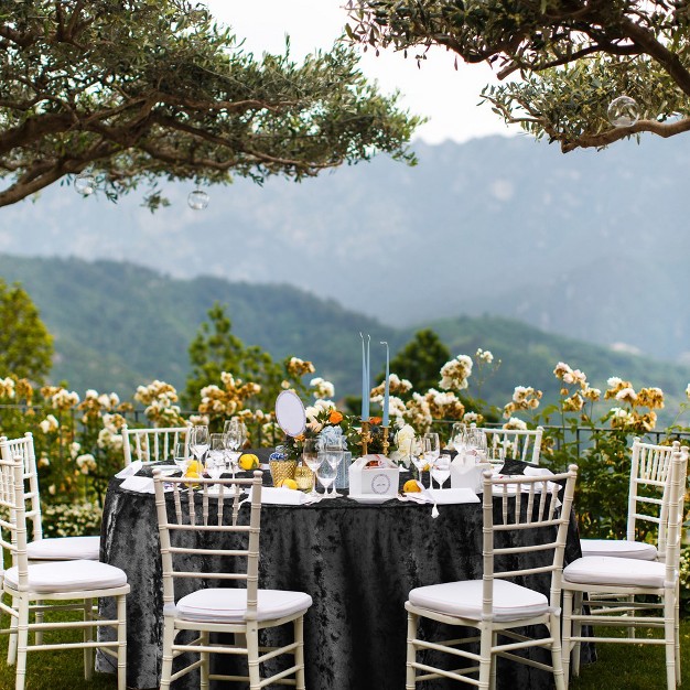 Rcz D cor Elegant Round Table Cloth Made With Fine Crushed velvet Material Beautiful Black Tablecloth With Durable Seams