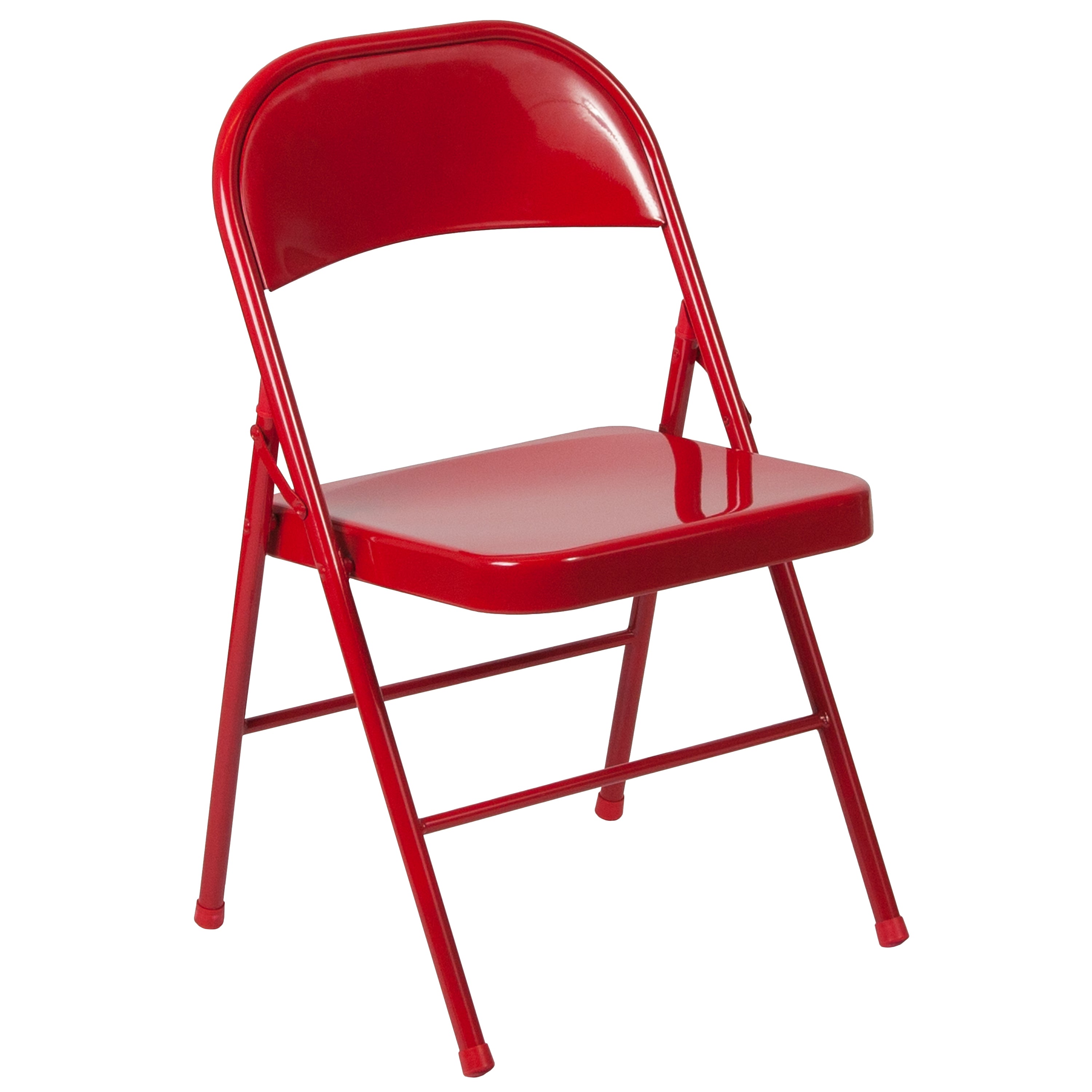 Emma + Oliver 2 Pack Double Braced Red Metal Folding Chair