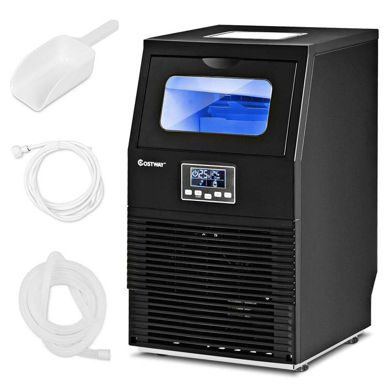 88LBS/24H Commercial Ice Maker, Portable Freestanding Auto-Clean Ice Machine with Scoop