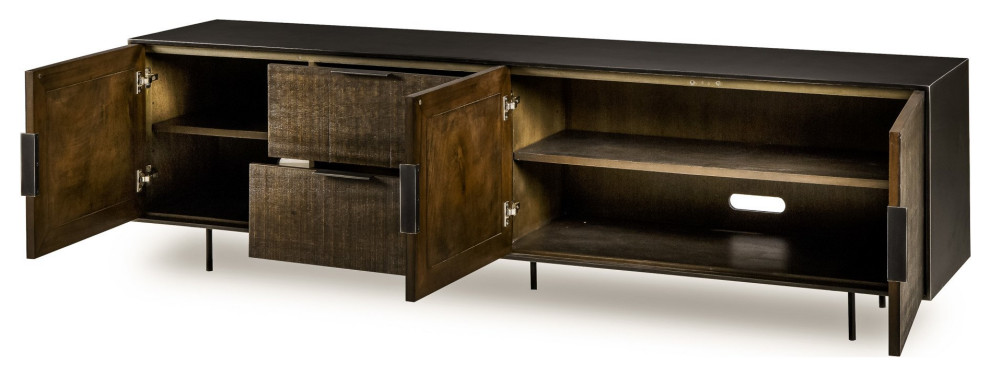 Kittie Media Console Table   Industrial   Console Tables   by Peachtree Fine Furniture  Houzz