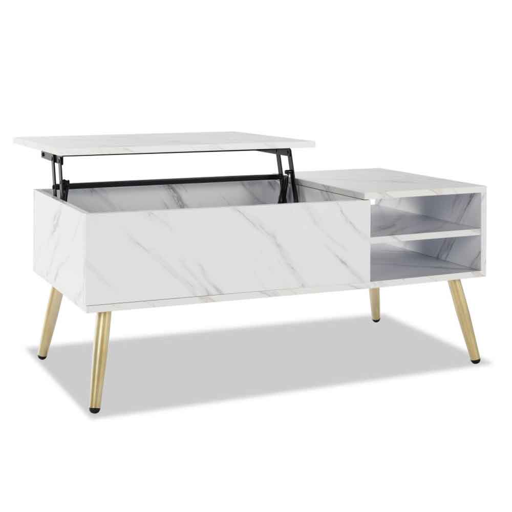 Modern Style Coffee Table with Shelf, Lift Top And Metal legs